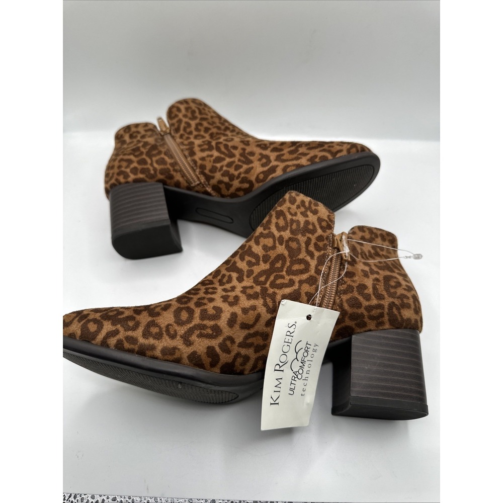 NEW Kim Rogers Cheetah Print Ankle‎ Boots Chunky Block Heel Size 7.5 - Picture 5 of 11